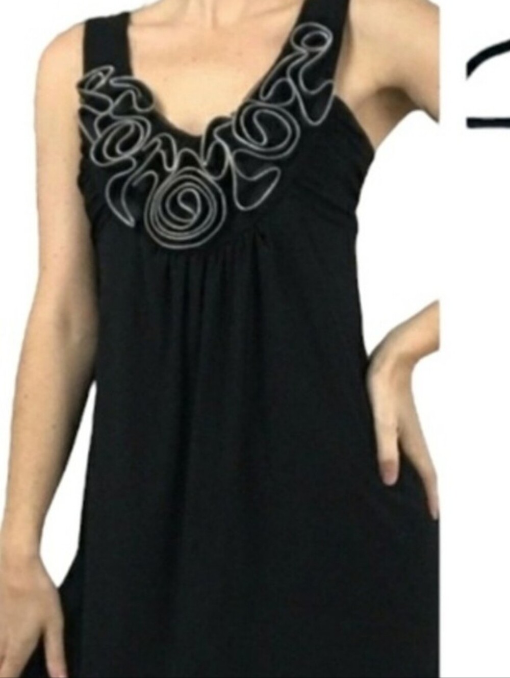 New directions top black and silver XL NWT v neck flattering look. Sexy …